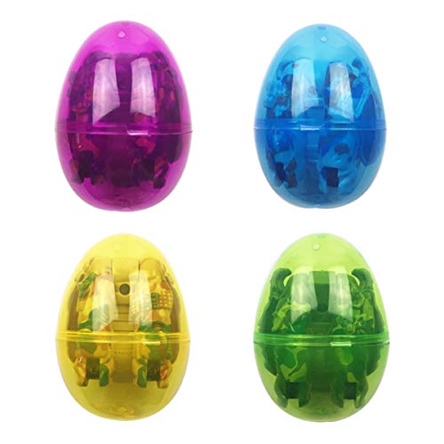 QINGQIU 4 Pack Jumbo Soldier Deformation Easter Eggs with Toys Inside for Kids Boys Girls Easter Gifts Easter Basket Stuffers Fillers from QingQiu
