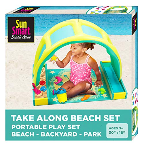SunSmart Kiddie Indoor/Outdoor Activity Play Set, Portable Toy Playset with Eight (8) Toys, Pop-On Canopy, Take-Along Fun-Time Play-Time by Aqua Leisure