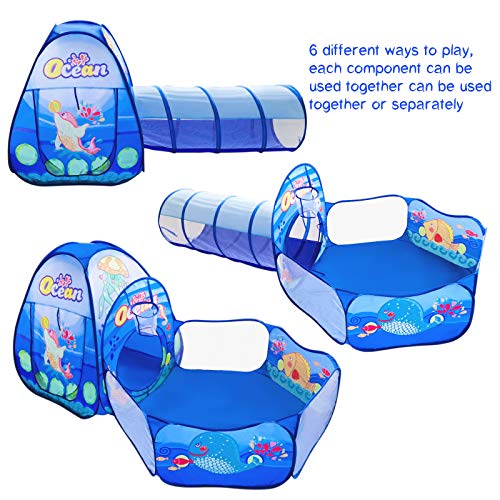 PigPigPen 3 in 1 Kids Play Tent with Play Tunnel, Ball Pit, Basketball Hoop for Boys & Girls, Toddler Pop Up Playhouse Toy for Baby Indoor/Outdoor, Gift for Year Old Child (3 in 1 Kids Play Tent) by Dongguan Sainuo Outdoor Gear Co., Ltd