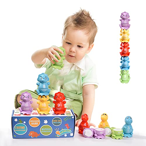 Stacking Dinosaur Toys for Kids 3-5, Stacking Blocks Toys for 3-7 Year Old Boys Girls, Educational Stacking Toys Gifts for Toddlers Age 2-4 Christmas Birthday Gifts, Dinosaur Toys for 2 Year Old Boy by Yozogovo