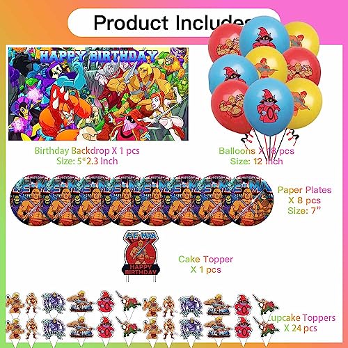 Masters of the Universe He Man Party Supplies Decorations Birthday Cake Topper Balloons Banner Backdrop Decor from HaiWa