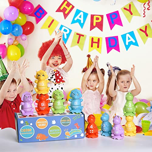 Stacking Dinosaur Toys for Kids 3-5, Stacking Blocks Toys for 3-7 Year Old Boys Girls, Educational Stacking Toys Gifts for Toddlers Age 2-4 Christmas Birthday Gifts, Dinosaur Toys for 2 Year Old Boy by Yozogovo