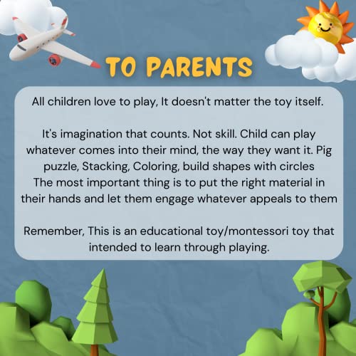 BEKILOLE 4-in-1 Wooden Puzzle Learning Toys for Toddlers Educational and Montessori Toys for 1-3 Years Old Sort Count Shape Stacking- Rainbow by BEKILOLE