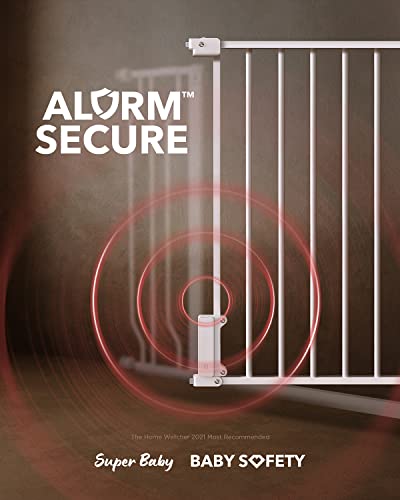 Ciays 29.5â to 41.3â Baby Gate for Stairs Doorways and House, 30â Height Extra Wide Auto-Close Safety Dog Gate for Pets with Secure Alarm, Pressure Mounted, White by Ciays