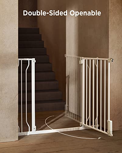 Ciays 29.5â to 41.3â Baby Gate for Stairs Doorways and House, 30â Height Extra Wide Auto-Close Safety Dog Gate for Pets with Secure Alarm, Pressure Mounted, White by Ciays