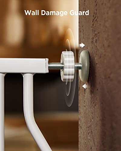 Ciays 29.5â to 41.3â Baby Gate for Stairs Doorways and House, 30â Height Extra Wide Auto-Close Safety Dog Gate for Pets with Secure Alarm, Pressure Mounted, White by Ciays