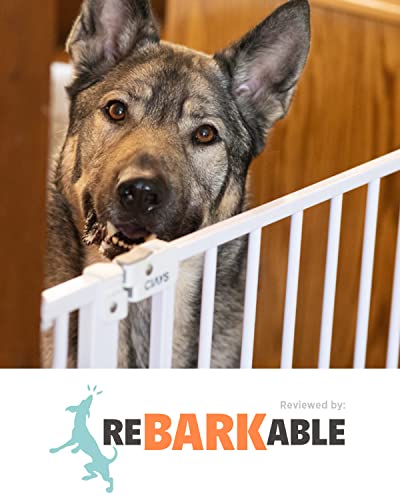 Ciays 29.5â to 41.3â Baby Gate for Stairs Doorways and House, 30â Height Extra Wide Auto-Close Safety Dog Gate for Pets with Secure Alarm, Pressure Mounted, White by Ciays