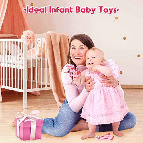 Soft Silicone Baby Teething Toys 3-6/6-12 Months Pink Dinosaur Teethers Valentines Day Gifts Baby Girl Boy Sore Gums Relief Infant Toys Birthday Gift Chocking-Prove Design Baby Chew Toys BPA-Free by NPET
