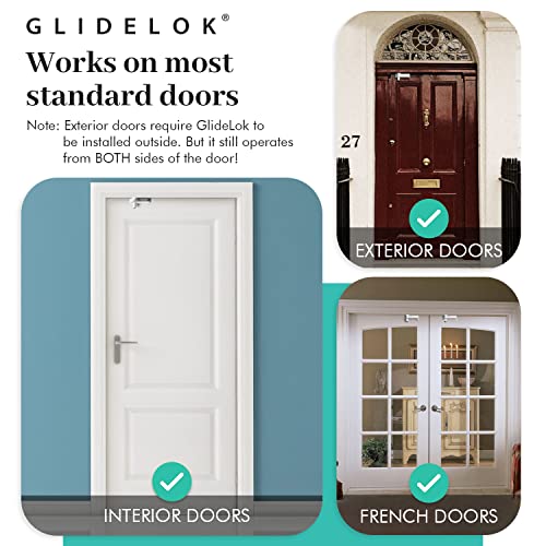 1 Pack - GlideLok Child Safety Door Top Lock Made of Durable Metal (Not Plastic Like Other Models) | for Babyproofing & Childproofing Interior/Exterior Doors | Adults Can Open Door from Both Sides by Predictable Solutions