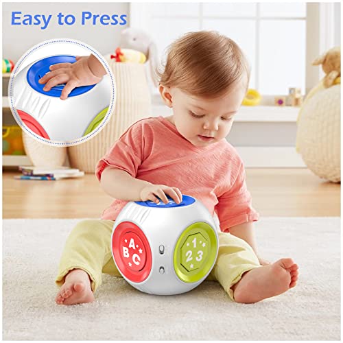 Bilingual Musical Baby Toy 6 9 12 18 Months, Infant Learning Cube ABC+123+Instruments+Animal Sounds+Light+Music, First Christmas 1st Birthday Gift for 3-6 7 8 10 Month 1-2 Year Old Toddler Boy Girl from BL-MT