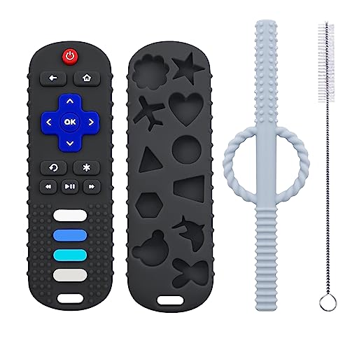 2-Pack Silicone Baby Teething Toys, Silicone Teethers for Babies, Remote Control Shape Teething Toys, Chew Toys for Boys and Girls Teether Early Educational Sensory Toy by ERSIHUA