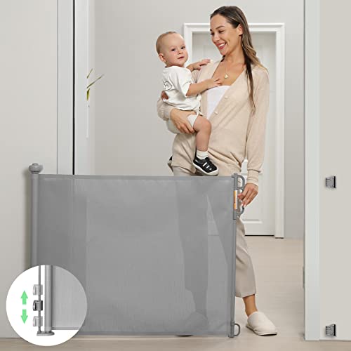 Retractable Baby Gate, Momcozy Mesh Baby Gate or Mesh Dog Gate, 33" Tall,Extends up to 55" Wide, Child Safety Gate for Doorways, Stairs, Hallways, Indoor/Outdoor from Momcozy