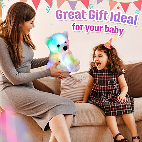 Bstaofy Glow Polar Bear Light up Stuffed Animals LED Night Light Soft Plush Toy Adorable Floppy Birthday Christmas for Toddler Kids, White, 9.5'' by Bstaofy