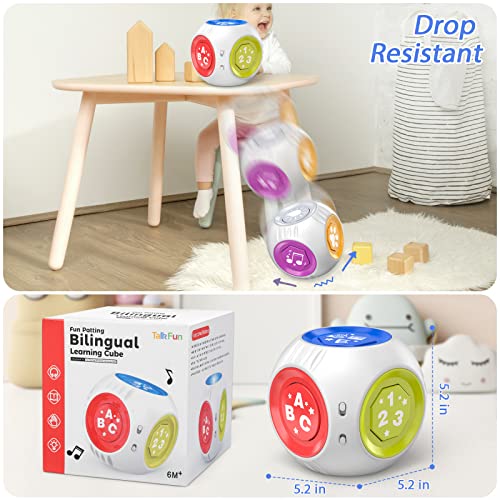 Bilingual Musical Baby Toy 6 9 12 18 Months, Infant Learning Cube ABC+123+Instruments+Animal Sounds+Light+Music, First Christmas 1st Birthday Gift for 3-6 7 8 10 Month 1-2 Year Old Toddler Boy Girl from BL-MT