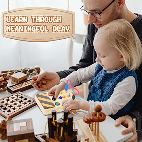 POLKRANE Busy Board with LED Light, Montessori Toys with Toggle Switch, Sensory Toys for Toddlers 1-3, Travel Toys for Educational Toddler Activities for 1 2 3 4 Year Old Boys & Girls by POLKRANE