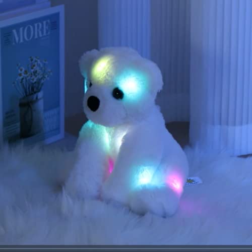 Bstaofy Glow Polar Bear Light up Stuffed Animals LED Night Light Soft Plush Toy Adorable Floppy Birthday Christmas for Toddler Kids, White, 9.5'' by Bstaofy