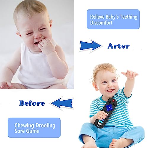 2-Pack Silicone Baby Teething Toys, Silicone Teethers for Babies, Remote Control Shape Teething Toys, Chew Toys for Boys and Girls Teether Early Educational Sensory Toy by ERSIHUA