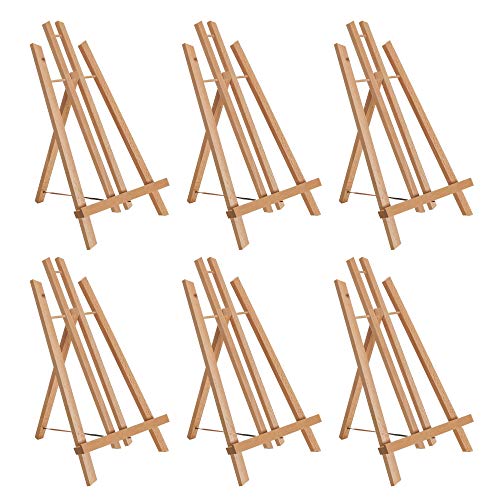 U.S. Art Supply 14" Medium Tabletop Display Stand A-Frame Artist Easel (Pack of 6), Beechwood Tripod, Painting Party Easel, Kids Student Table School Desktop, Portable Canvas Photo Picture Sign Holder from US Art Supply