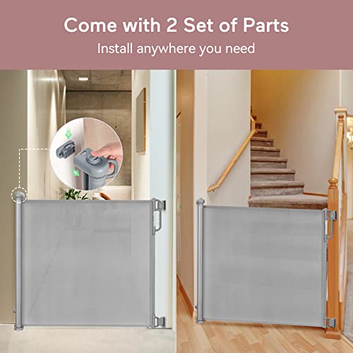 Retractable Baby Gate, Momcozy Mesh Baby Gate or Mesh Dog Gate, 33" Tall,Extends up to 55" Wide, Child Safety Gate for Doorways, Stairs, Hallways, Indoor/Outdoor from Momcozy