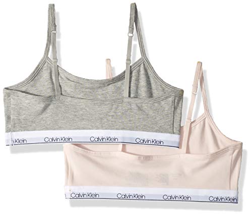 Calvin Klein Girls' Big Modern Cotton Classic Crop, 2 Pack - Crystal Pink/Heather Grey, Big Girls -X-Large - 14/14 by Calvin Klein