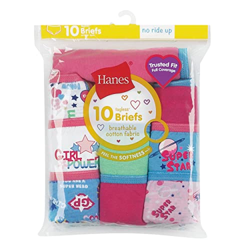 Hanes Girls' Brief Multipack, Assorted 10 Pack, 4 from Hanes