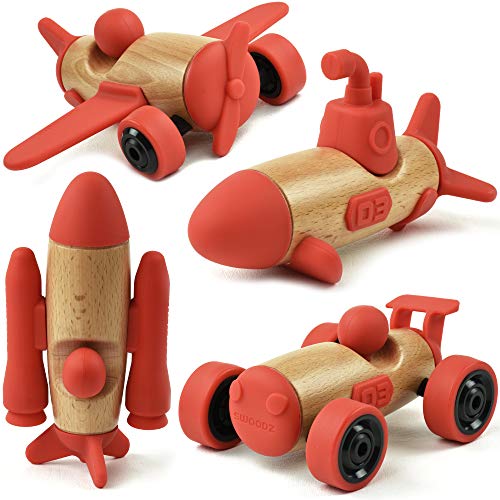 SWOODZ MEGA Pack Take Apart Car Plane Rocket Submarine Wooden Toy Vehicles Play Set, Assembly Wooden Toys, STEM Learning Gifts for 3 4 5 6 Year Olds, Kids, Toddlers, Boys, Girls, Children by Sesame LLC