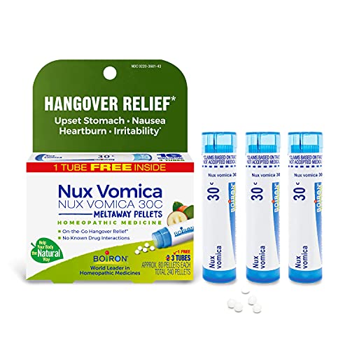 Boiron Nux Vomica 30C, 3 Tubes (80 Pellets per Tube), Homeopathic Medicine for Hangover Relief by Nux Vomica