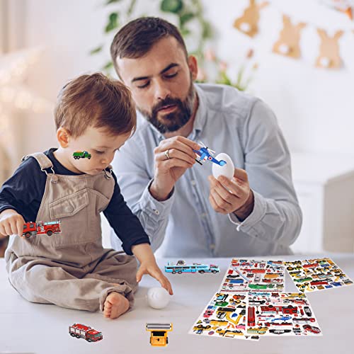 Puffy Stickers Activity Play Set 2 Pack:Construction and Vehicle for Toddlers Boys Kids Travel Activities Reusable 3D Stickers with Trucks Tractor Police Car Fire Truck Ambulance,Gifts. from SHANGRLA