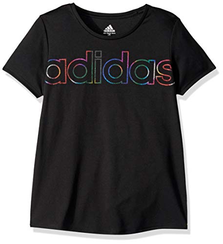 adidas Girls' Big Short Sleeve Scoop Neck Tee T-Shirt, Black Linear Ombre, X-Large from adidas