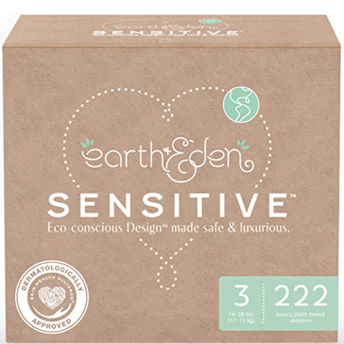 Earth & Eden Sensitive | Eco-Conscious & Hypoallergenic Diapers | Size 3 | 222 Count from First Quality