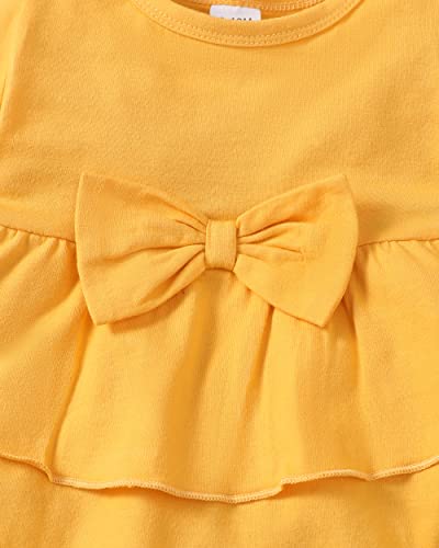 Baby Girl Clothes 9-12 Months 9 Months Girls Clothes Infant Summer Clothing 12 Month Girl Clothes Short Sleeve Ruffle Shirt Leopard Sunflower Pants Outfits Set for Girls Yellow by 