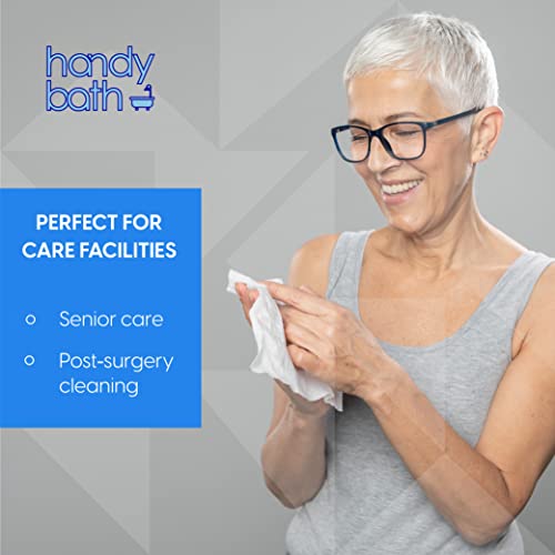 Handybath Incontinence Adult Washcloths Scented for Senior Care or Outdoor Activities - Extra Large 12 x 9" Towels -Cleaning Wipes with Aloe & Chamomile - Rinse Free - 64 Count Pack (1 Pack) from BODYHEALT Inc