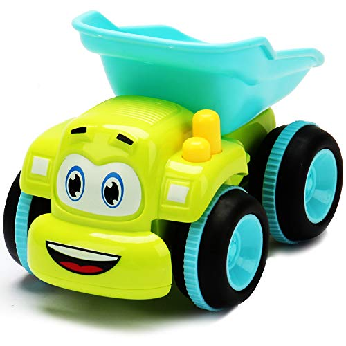 Toys for a 2 Year Old Boy - 4 Friction Powered Trucks for 3+ Year Old Boys, Push & Go Cars Cartoon Construction Vehicle Set - Best Toddler Boys Toys & Toy Trucks, Play Pull Back Car, Idea by MOBIUS Toys