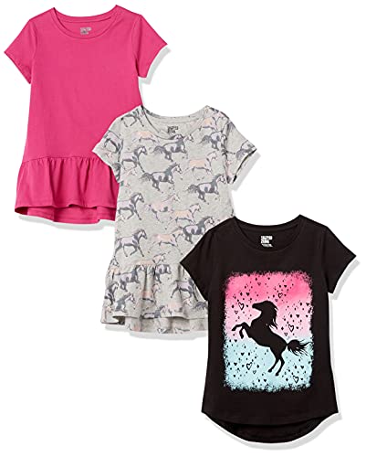 Spotted Zebra Girls' Short-Sleeve Tunic T-Shirts, 3-Pack Horse, Medium from FR Apparel Trading DMCC