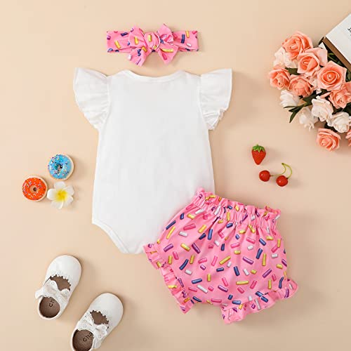 ADXSUN Baby Girl First Birthday Outfit One Ruffle Sleeve Romper+Floral Shorts+Headband Cake Smash Clothes Set Sweet One12-18M by ADXSUN