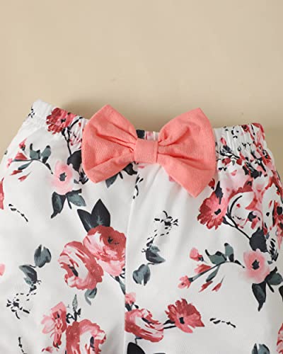Newborn Baby Girl Clothes 3-6 Months Baby Girl Outfit Summer Infant Girl Clothes Floral Bell Bottoms Pants Ruffle Romper Gifts Stuff Outfits Sets for Baby Girls Pink by 