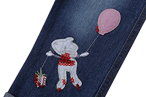 Little Girl's Long Sleeve Cartoon Pullover Shirt and Jeans Pants Outfit Set, Apricot, 2T from 