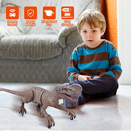 Moonsteps Remote Control Dinosaur Toys for Kids, 2.4Ghz Walking Robot Dinosaur with LED Light & Sound, Rechargeable Electronic RC Toys, Educational Walking Dinosaur Toys for Boys / Girls by MOONSTEPS