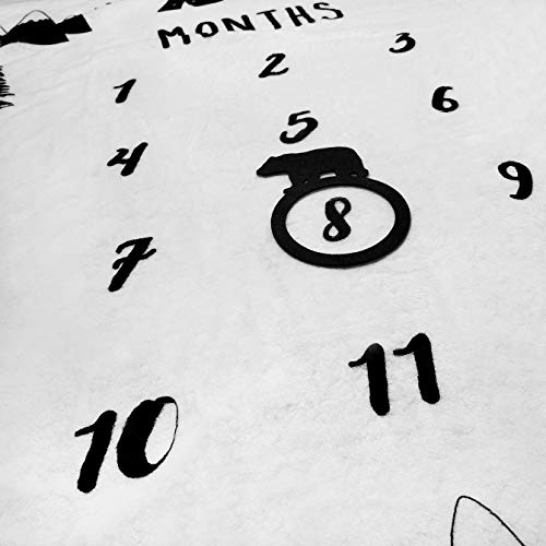 Baby Monthly Milestone Blanket Boy - Bear Newborn Month Blanket Unisex Neutral Personalized Shower Gift Woodland Nursery Decor Photography Background Prop with Frame Large 51''x40'' by Tebaby