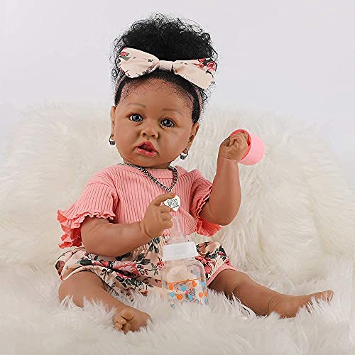 HOOMAI Lifelike Reborn Baby Dolls with Soft Body African American Realistic Girl Doll 22.8 Inch Best Birthday Gift Set from HOOMAI