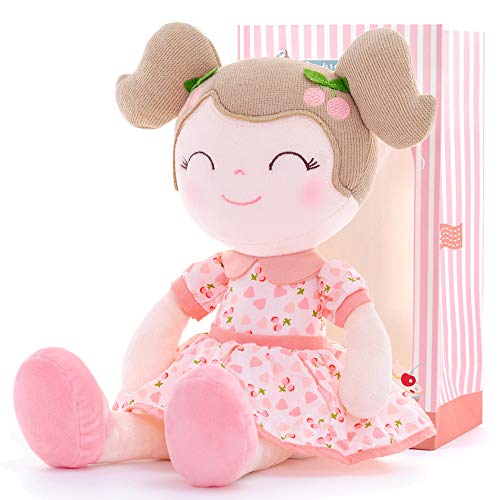 Gloveleya Baby Doll Girl Gifts Plush Toys Soft Dolls Baby Gifts Cherry Girl Pink 14 Inches with Gift Box New by Gloveleya