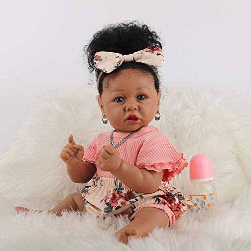 HOOMAI Lifelike Reborn Baby Dolls with Soft Body African American Realistic Girl Doll 22.8 Inch Best Birthday Gift Set from HOOMAI