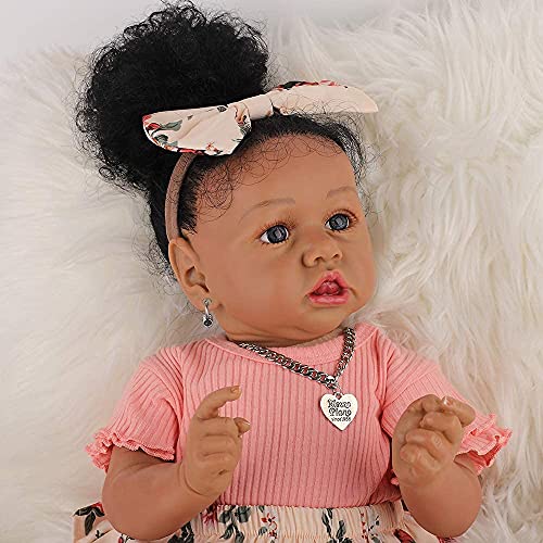 HOOMAI Lifelike Reborn Baby Dolls with Soft Body African American Realistic Girl Doll 22.8 Inch Best Birthday Gift Set from HOOMAI