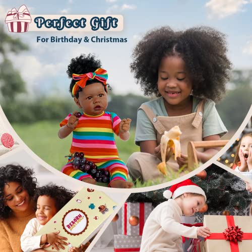 JIZHI Reborn Baby Dolls Black with Lifelike Soft Body African American Realistic-Newborn Girl Doll 22 Inch Best Birthday Gift Set and Toy Accessories Gift for Kids Age 3 from jizhi