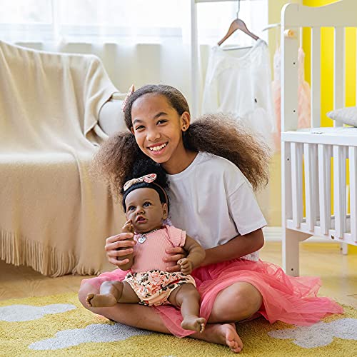 HOOMAI Lifelike Reborn Baby Dolls with Soft Body African American Realistic Girl Doll 22.8 Inch Best Birthday Gift Set from HOOMAI