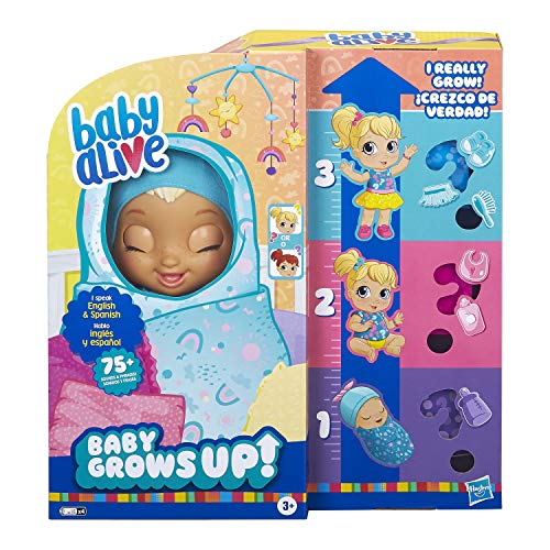 Baby Alive Baby Grows Up (Happy) - Happy Hope or Merry Meadow, Growing and Talking Baby Doll, Toy with 1 Surprise Doll and 8 Accessories by Hasbro