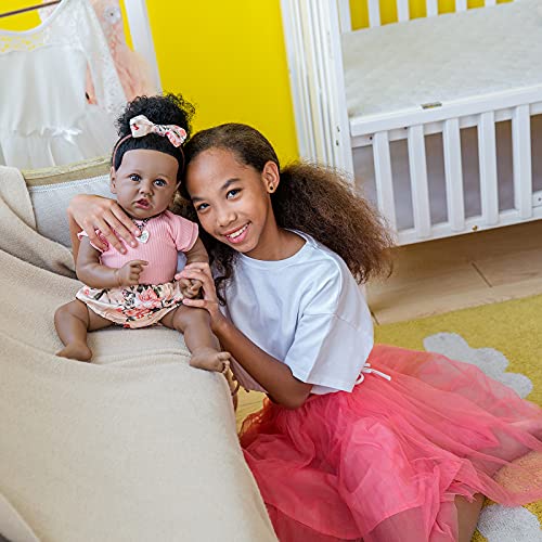 HOOMAI Lifelike Reborn Baby Dolls with Soft Body African American Realistic Girl Doll 22.8 Inch Best Birthday Gift Set from HOOMAI