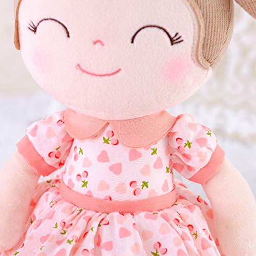 Gloveleya Baby Doll Girl Gifts Plush Toys Soft Dolls Baby Gifts Cherry Girl Pink 14 Inches with Gift Box New by Gloveleya