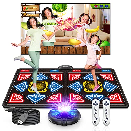 Dance Mat for Kids and Adults, SOULGIRL Double User Dance Floor Mat w/ HD Camera Game Multi-Function Host,Wireless Handle,Slip Massage(Flannel Material) Musical Blanket Dance Pad,HDMI Interface for TV from SOULGIRL