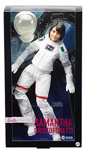 Barbie Signature Role Models ESA Astronaut Samantha Cristoforetti Doll (11.5-in Brunette) Wearing Realistic Spacesuit, Gift for 6 Year Olds and Up by Mattel